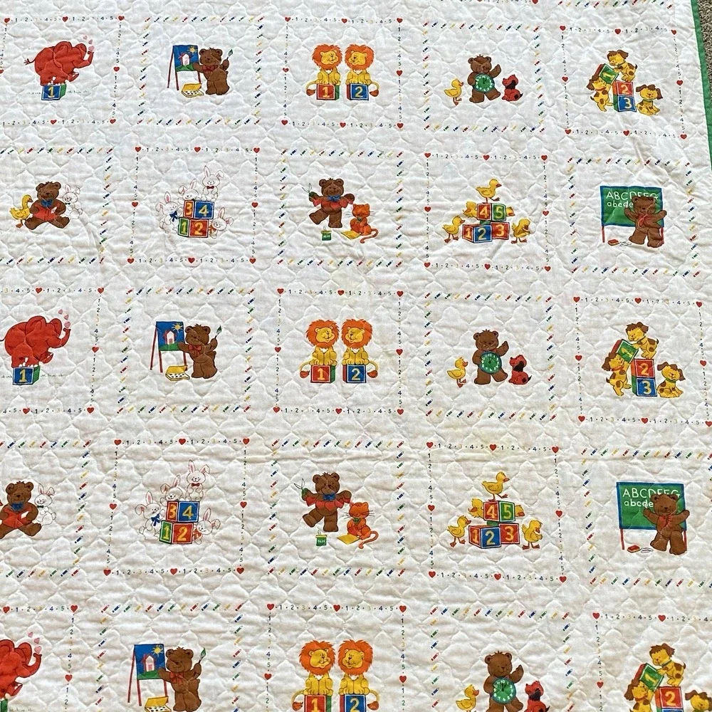 Vintage Baby Blanket Quilt Teacher's Pets by Cranston 58x44